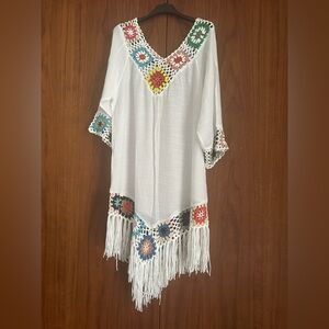 White Crochet Detail Women's swimming cover